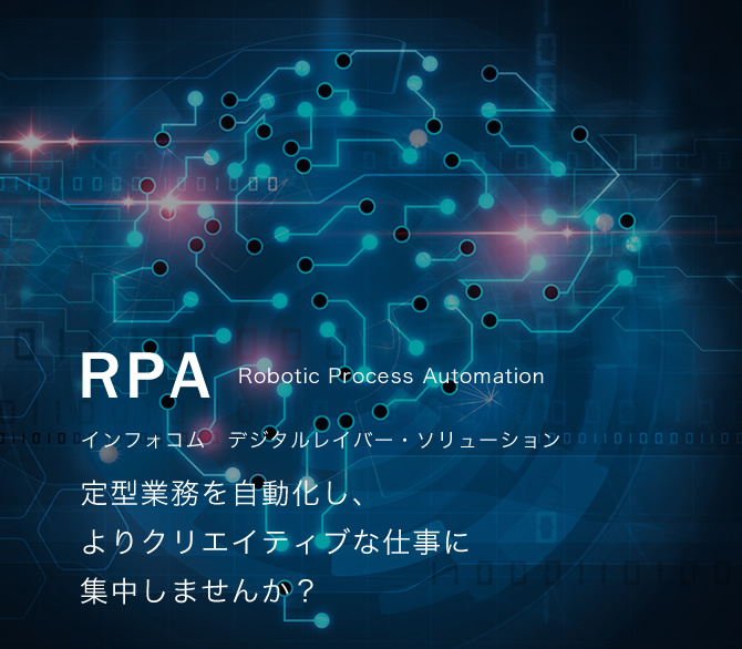 RPA インフォコム　デジタルレイバー・ソリューション 定型業務を自動化し、よりクリエイティブな仕事に集中しませんか？